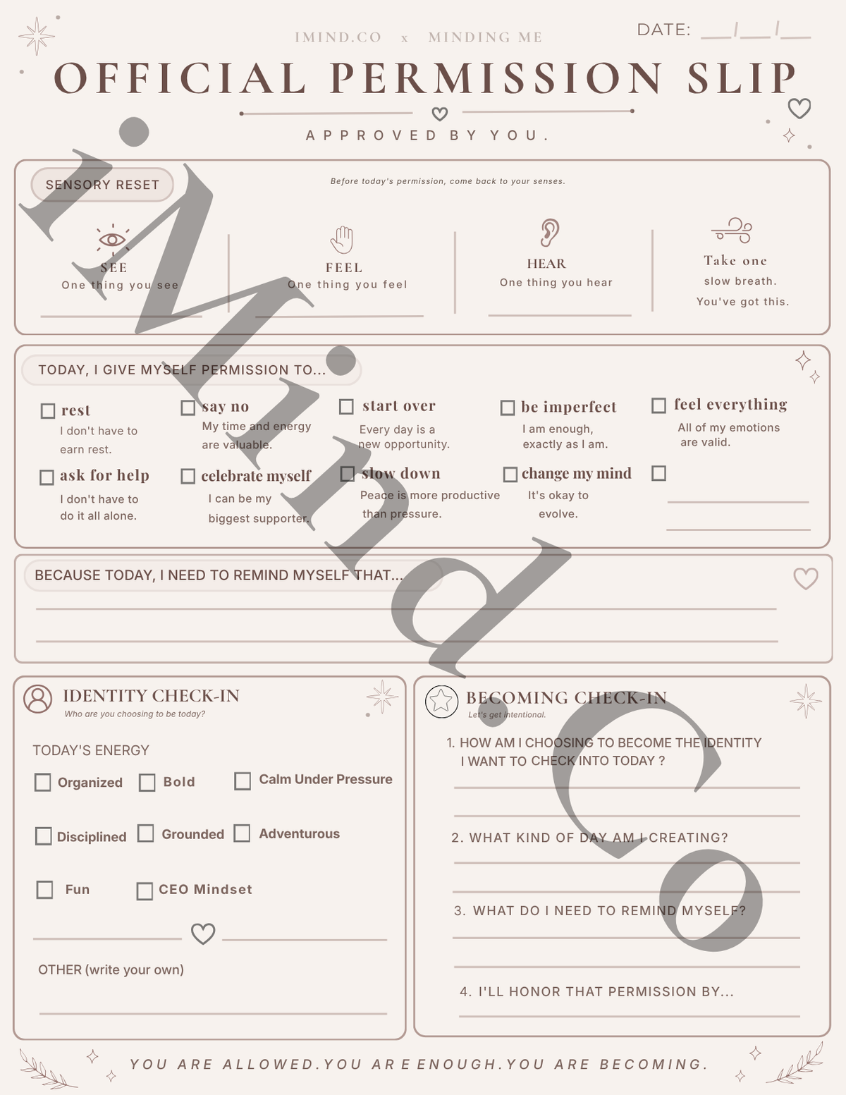 Self-care Permission Slip Notepad