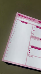 Envision, Create, Dominate Desk pads (Pink Time Block)
