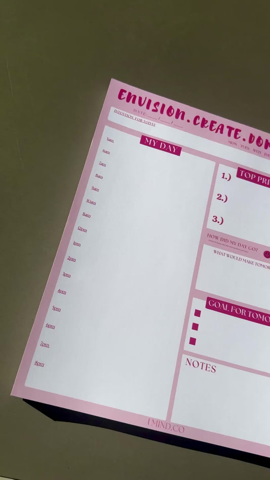 Envision, Create, Dominate Desk pads (Pink Time Block)